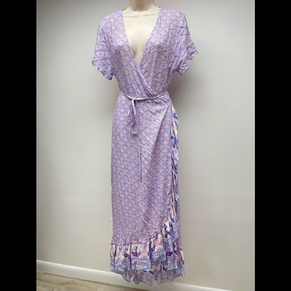 HOUSE OF SKYE BOHO ALOHA GYPSY RUFFLE WRAP DRESS - Picture 3 of 10